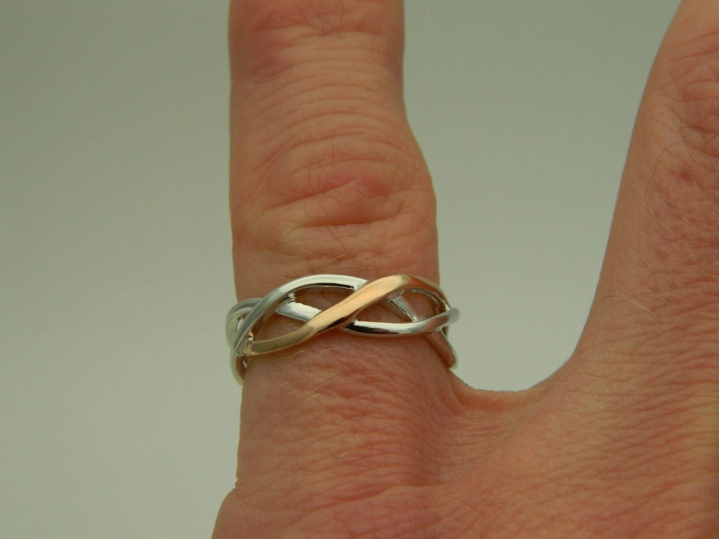 Clogau Sterling Silver & 9ct Rose Gold Celtic Weave Ring RRP £159.00 size L, N or O