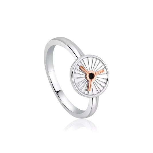 Clogau Sterling Silver & 9ct Rose Gold Yr Wyddfa Summit Black Onyx Stacking Ring RRP £139.00 size K, L, P, R, S or T