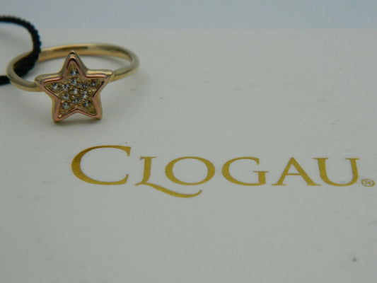 Clogau 9ct Yellow & Rose Gold Swarovski Topaz Star Ring size N