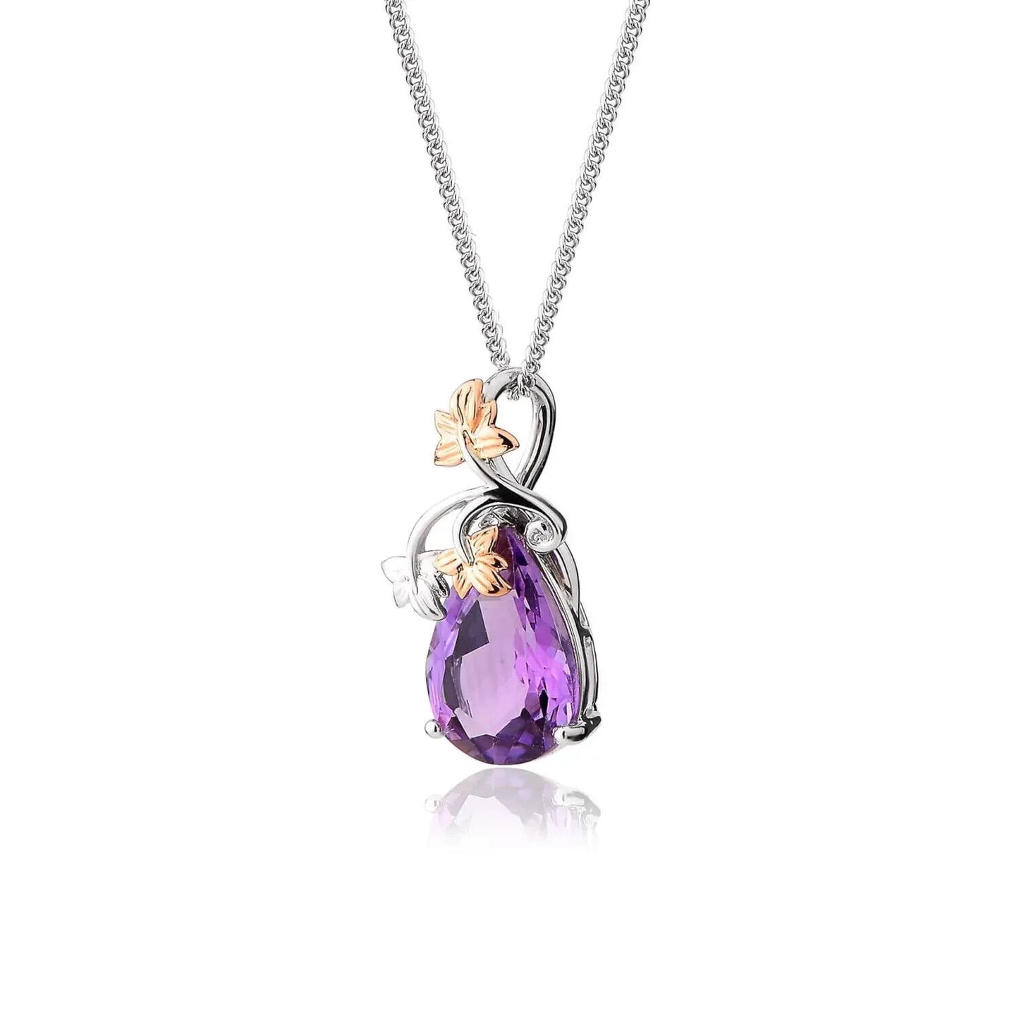 Clogau 18ct White & Rose Gold Great Vine Amethyst Pendant RRP £1,500.00