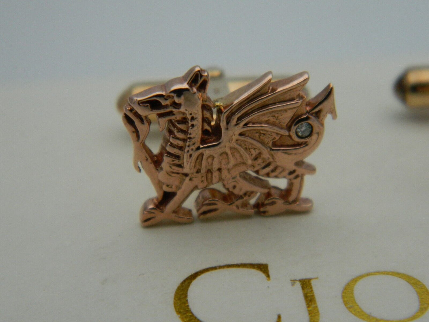 Clogau 9ct Rose & Yellow Gold Diamond Set Welsh Dragon Cuff Links