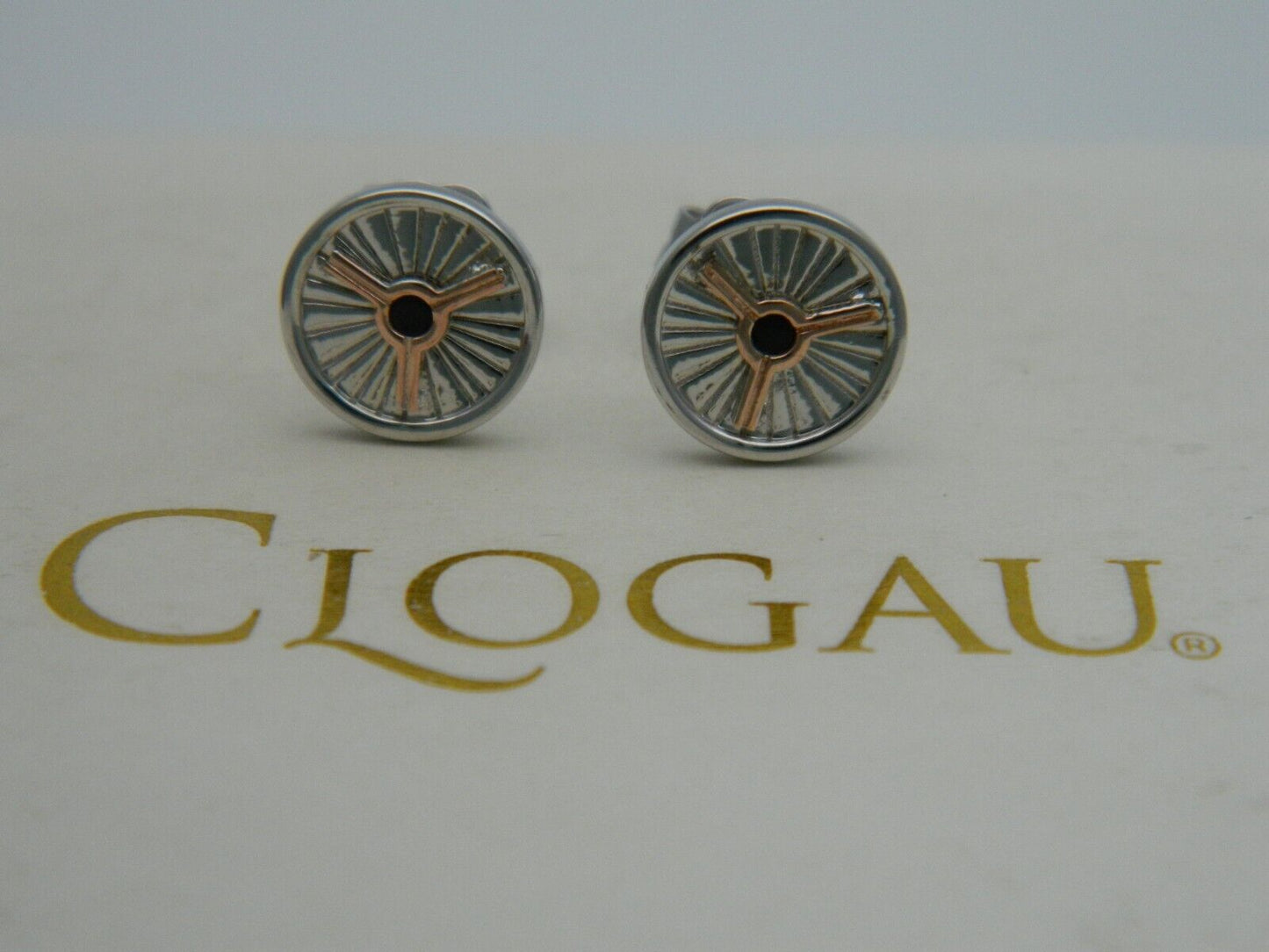 Clogau Sterling Silver & 9ct Rose Gold Wyddfa Summit Black Onyx Stud Earrings