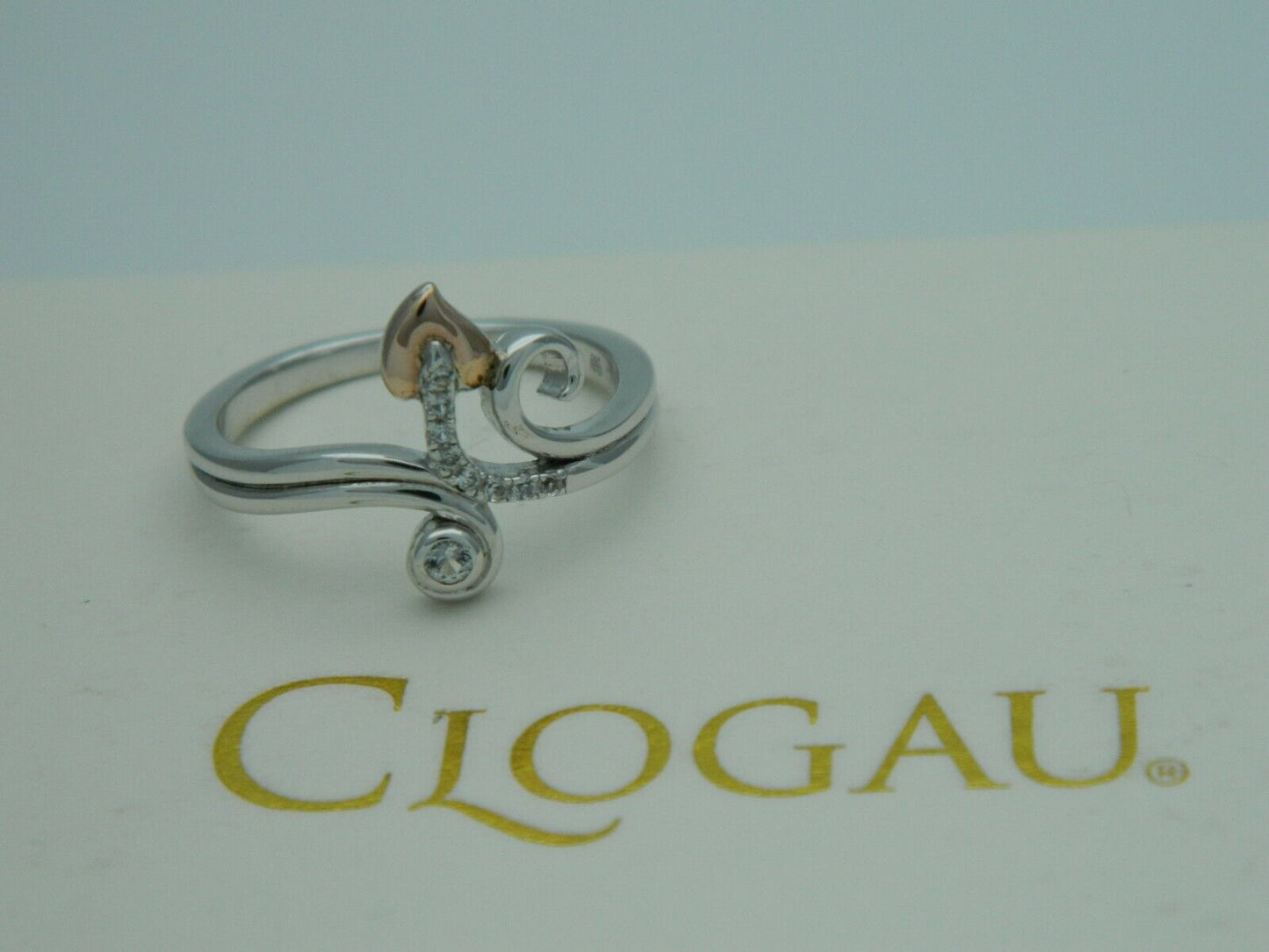 Clogau Sterling Silver & 9ct Rose Gold Tree of Life Vine White Topaz Ring size K, N, O or P