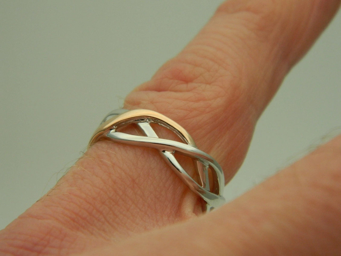 Clogau Sterling Silver & 9ct Rose Gold Celtic Weave Ring RRP £159.00 size L, N or O