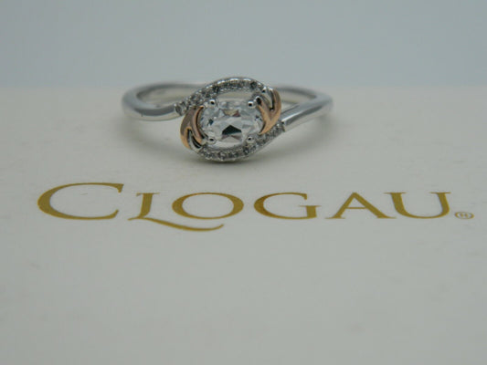 Clogau Sterling Silver & 9ct Rose Gold Tree of Life White Topaz Ring size K, L, M, N, O or P