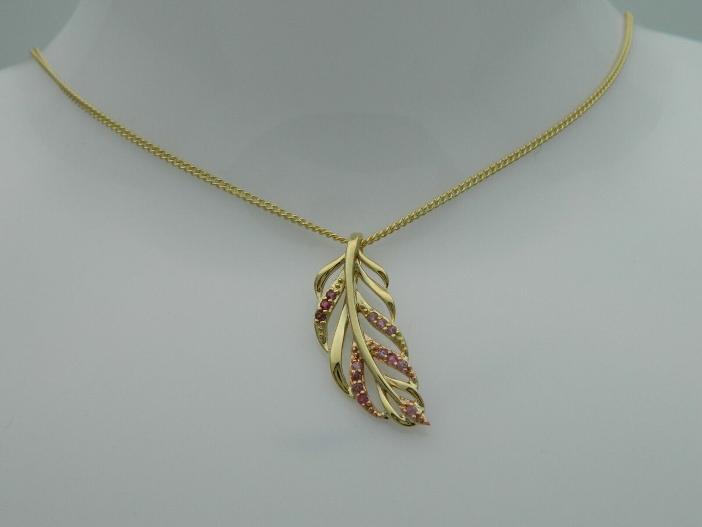 Clogau 9ct Yellow & Rose Gold Debutante Feather Pink Tourmaline Pendant