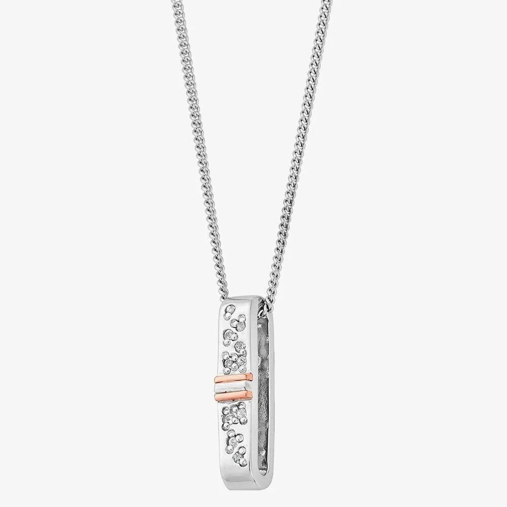 Clogau Sterling Silver & 9ct Rose Gold Cariad Sparkle Drop Pendant RRP £179.00