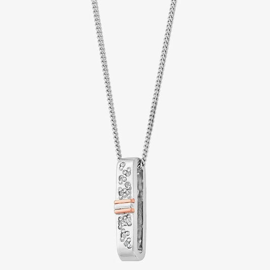 Clogau Sterling Silver & 9ct Rose Gold Cariad Sparkle Drop Pendant RRP £179.00