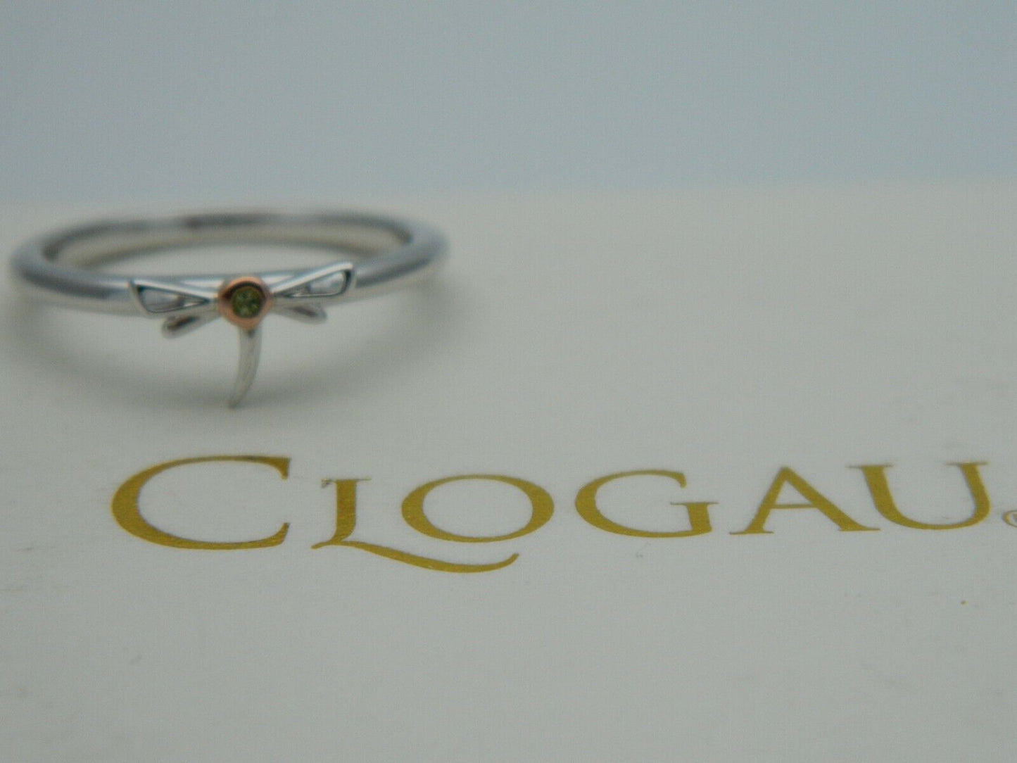 Clogau Sterling Silver & 9ct Rose Gold Damselfly Peridot Ring size L, N, O or P