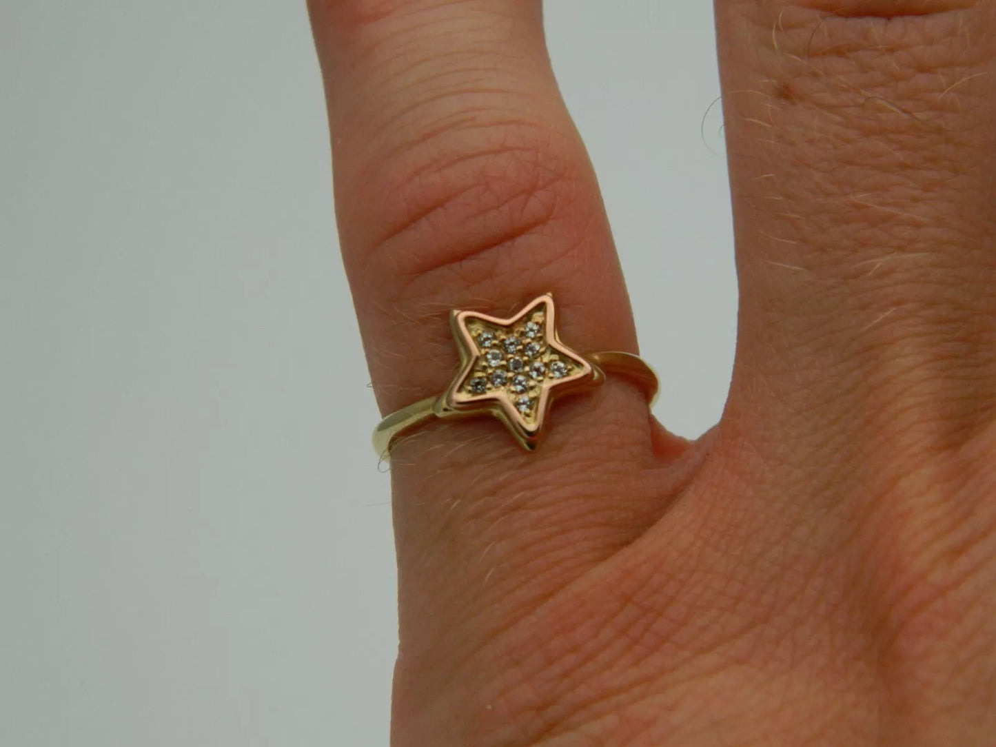 Clogau 9ct Yellow & Rose Gold Swarovski Topaz Star Ring size N