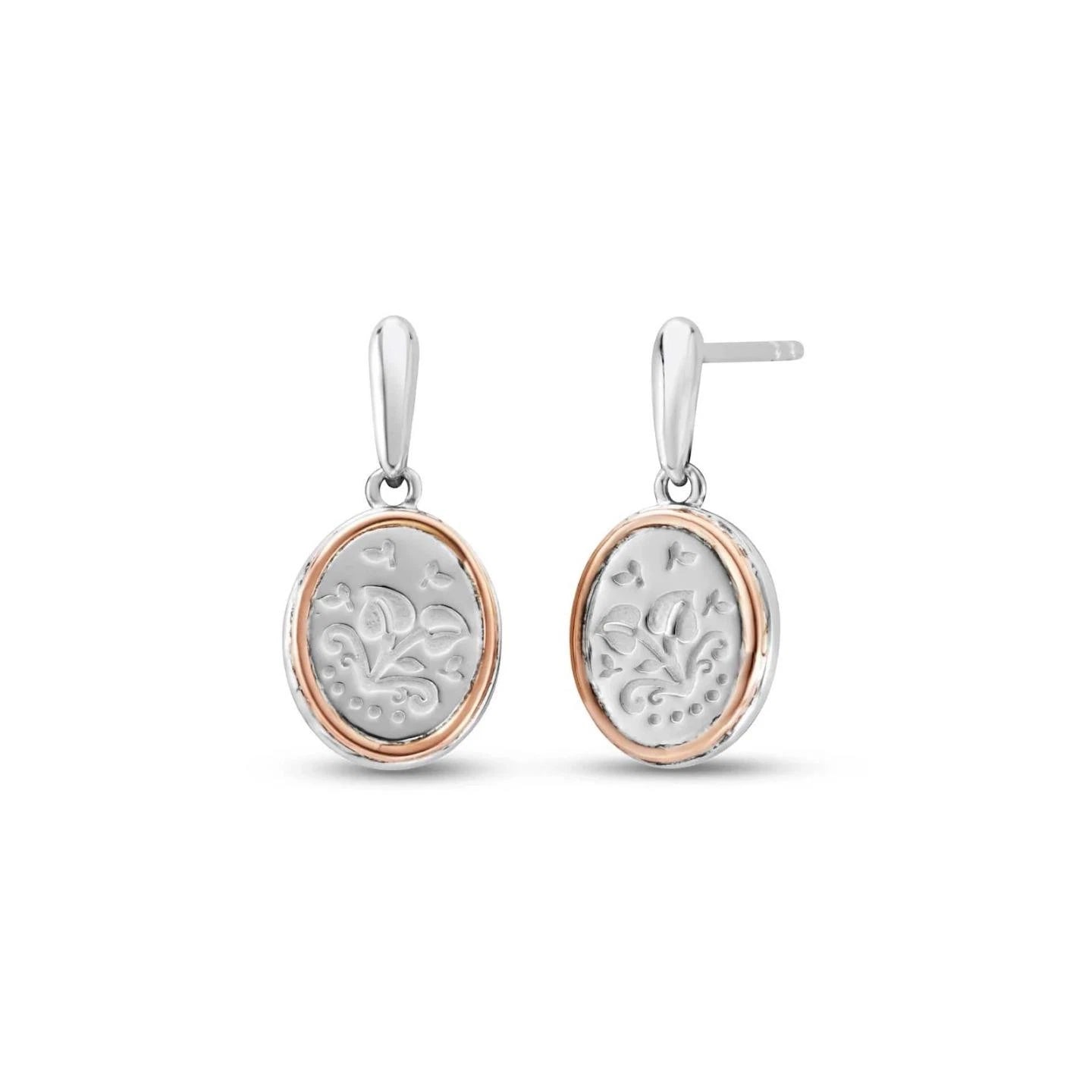 Clogau Sterling Silver & 9ct Rose Gold Tree of Life Filigree Drop Earrings RRP £159.00