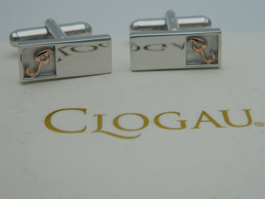 Clogau Sterling Silver & 9ct Rose Gold Tree of Life Diamond Cuff Links