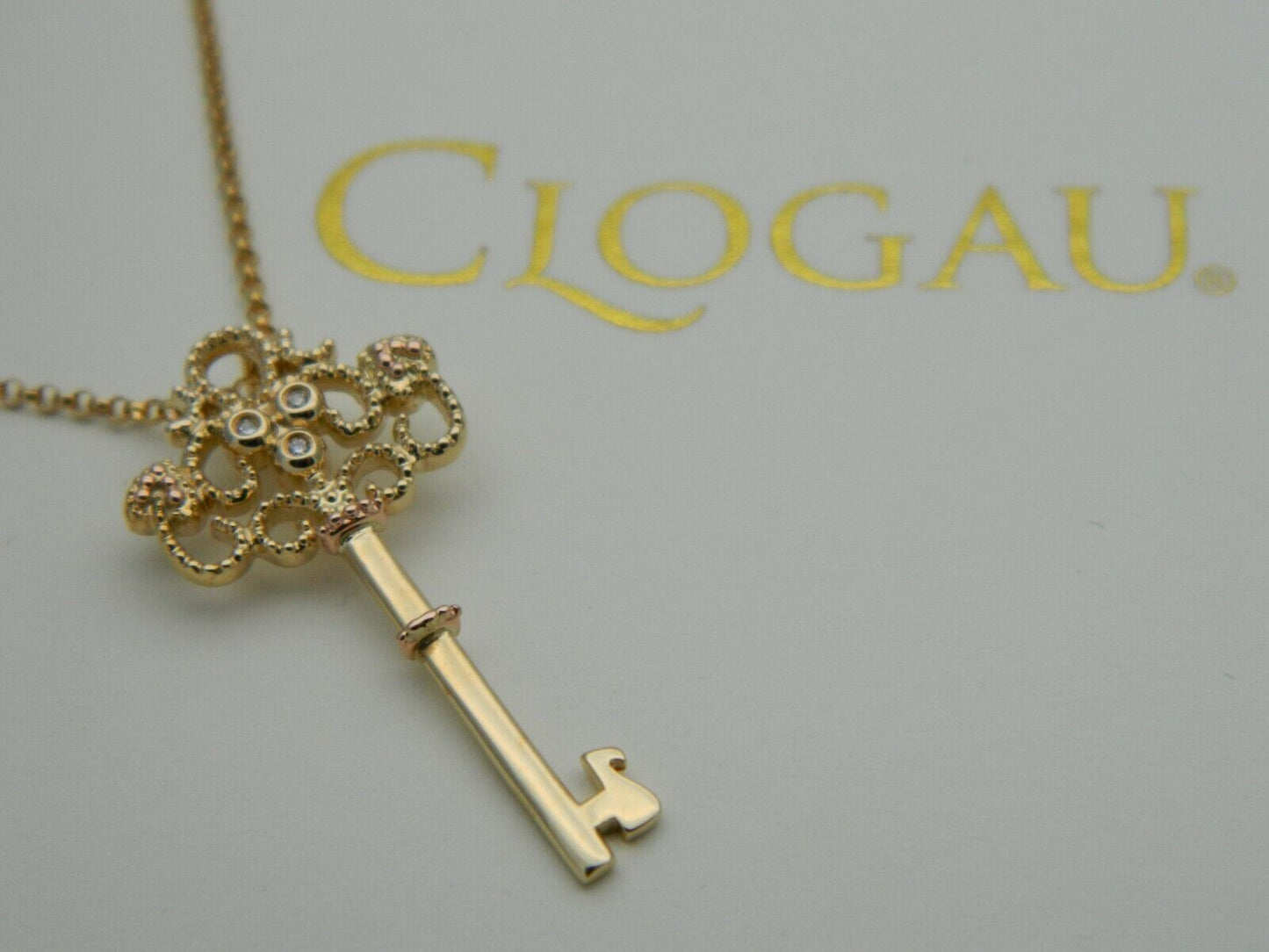 Clogau 14ct Yellow & Rose Gold Diamond Kensington Key Pendant