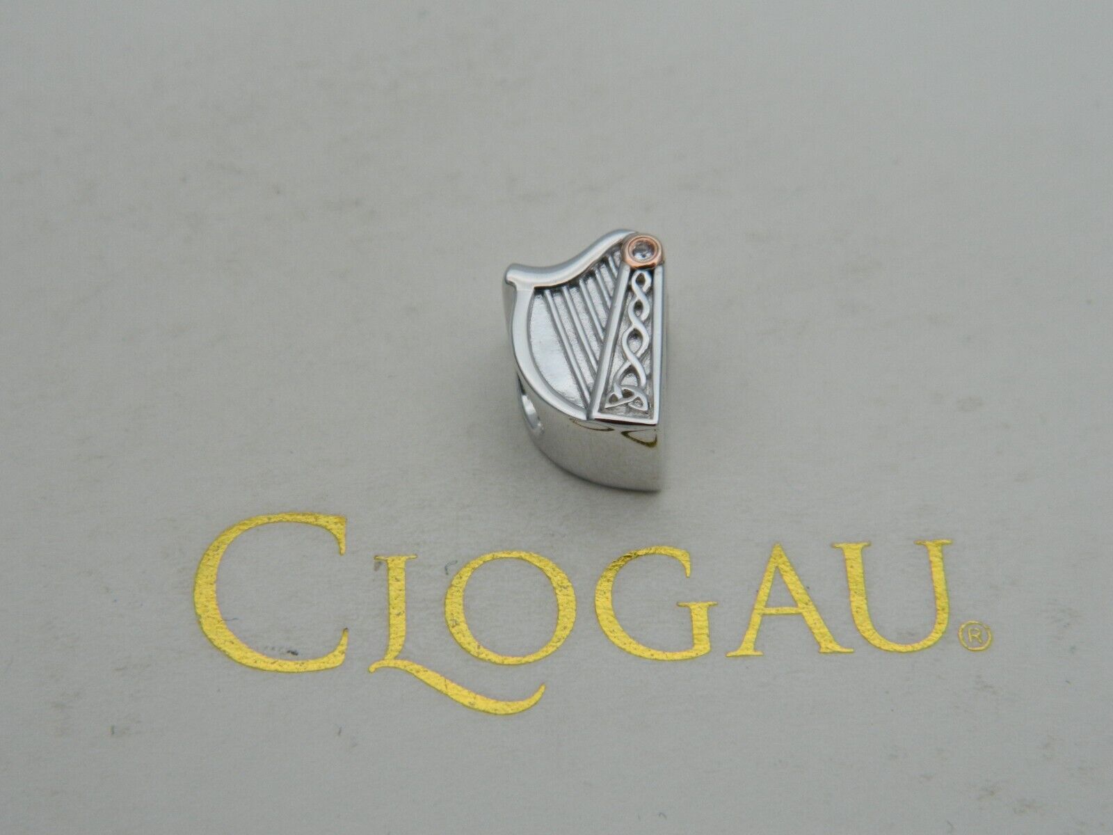 Clogau Sterling Silver 9ct Rose Gold Harp Bead Charm - Main Image