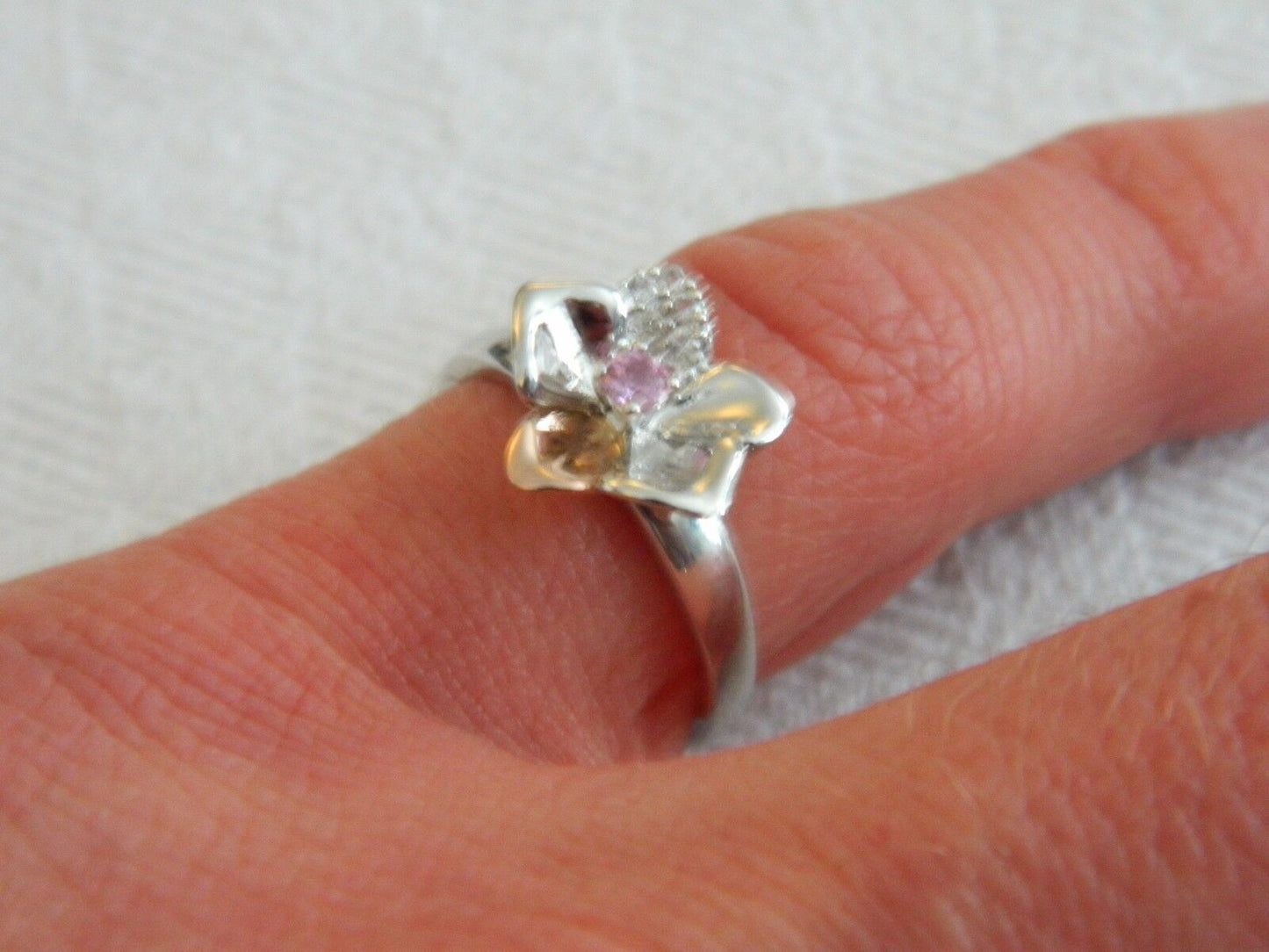 Clogau Sterling Silver & 9ct Rose Gold Orchid Pink Sapphire Ring