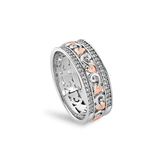 Clogau Sterling Silver & 9ct Rose Gold Tree of Life Topaz Ring size N or P