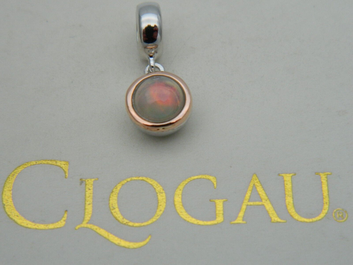 Clogau Sterling Silver & 9ct Rose Gold Fire Opal (October) Birth Stone Milestones Bead Charm