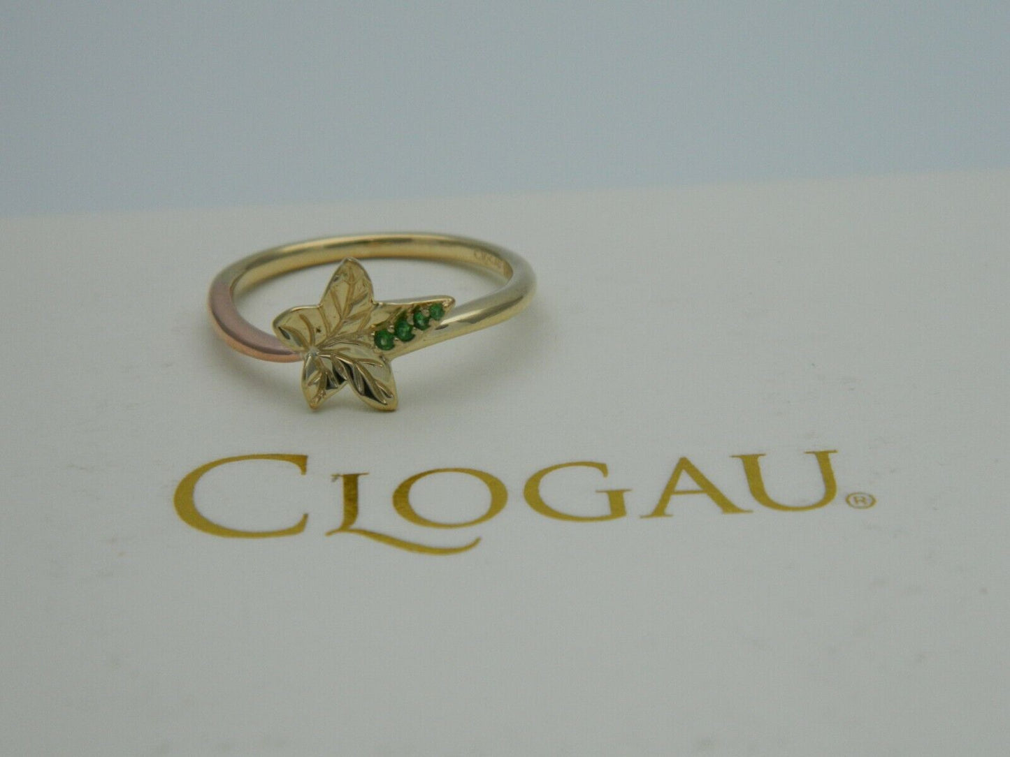 Clogau 9ct Yellow & Rose Gold Ivy Leaf Tsavorite Ring size O