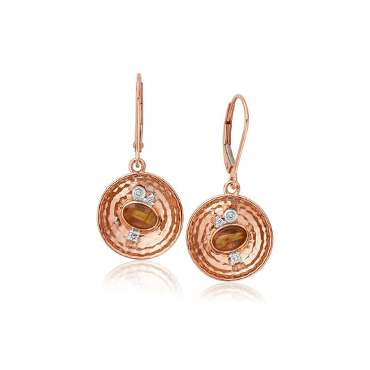Clogau 18ct Rose Gold 'Panning For Gold' Rutilated Quartz & Diamond Drop Earrings RRP £1,450.00