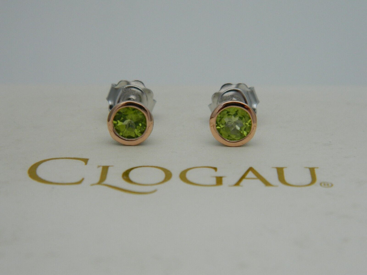 Clogau Sterling Silver & 9ct Rose Gold Peridot August Birthstone Stud Earrings