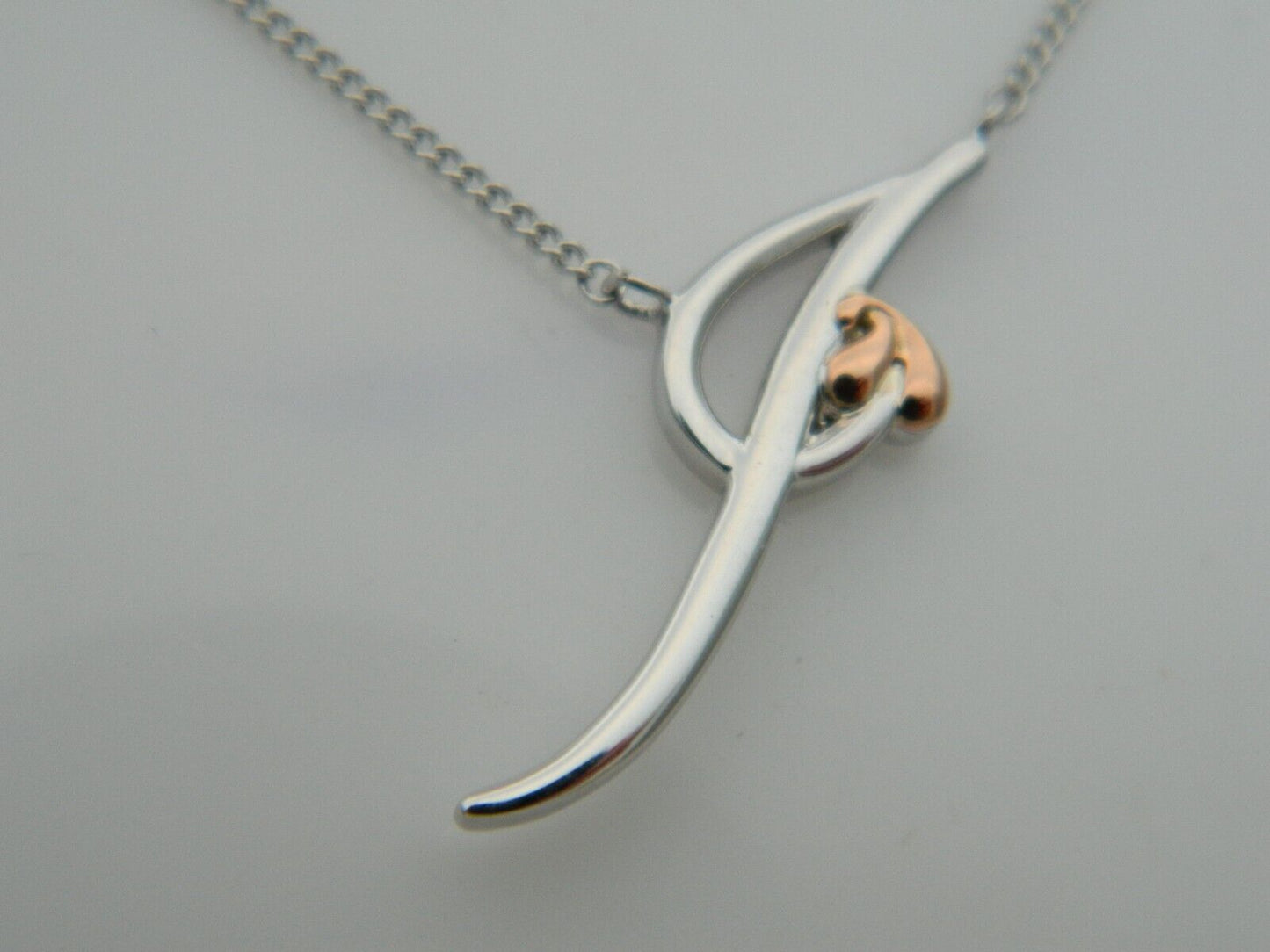 Clogau Sterling Silver & 9ct Rose Gold Letter I (eye) Necklace