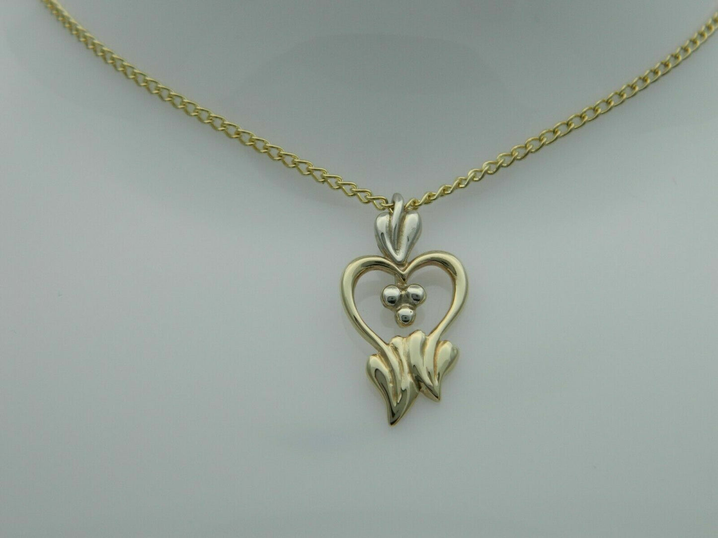 Cymru y Metel 9ct Yellow & White Gold Tree of Life Heart Pendant