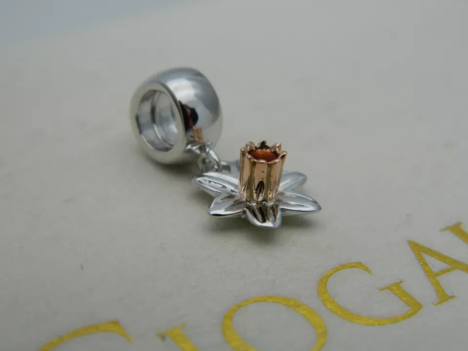 Clogau Sterling Silver & 9ct Rose Gold Daffodil Bead Charm