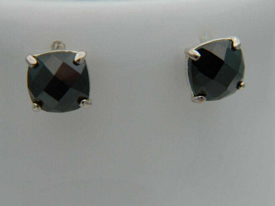 Sterling Silver & Black Cubic Zirconia Pendant & Earrings