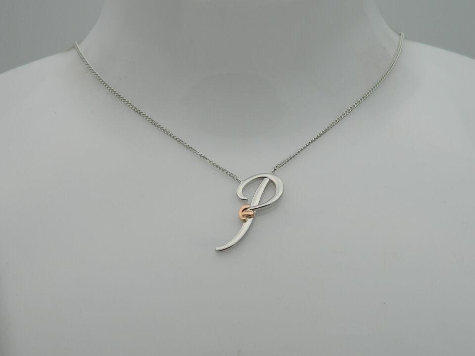 Clogau Sterling Silver & 9ct Rose Gold Letter P Necklace