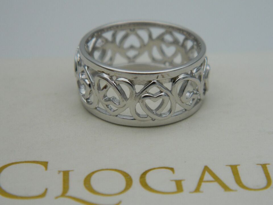 Clogau Sterling Silver & 9ct Rose Gold Affinity Heart Band Ring size L, M, N, O or P