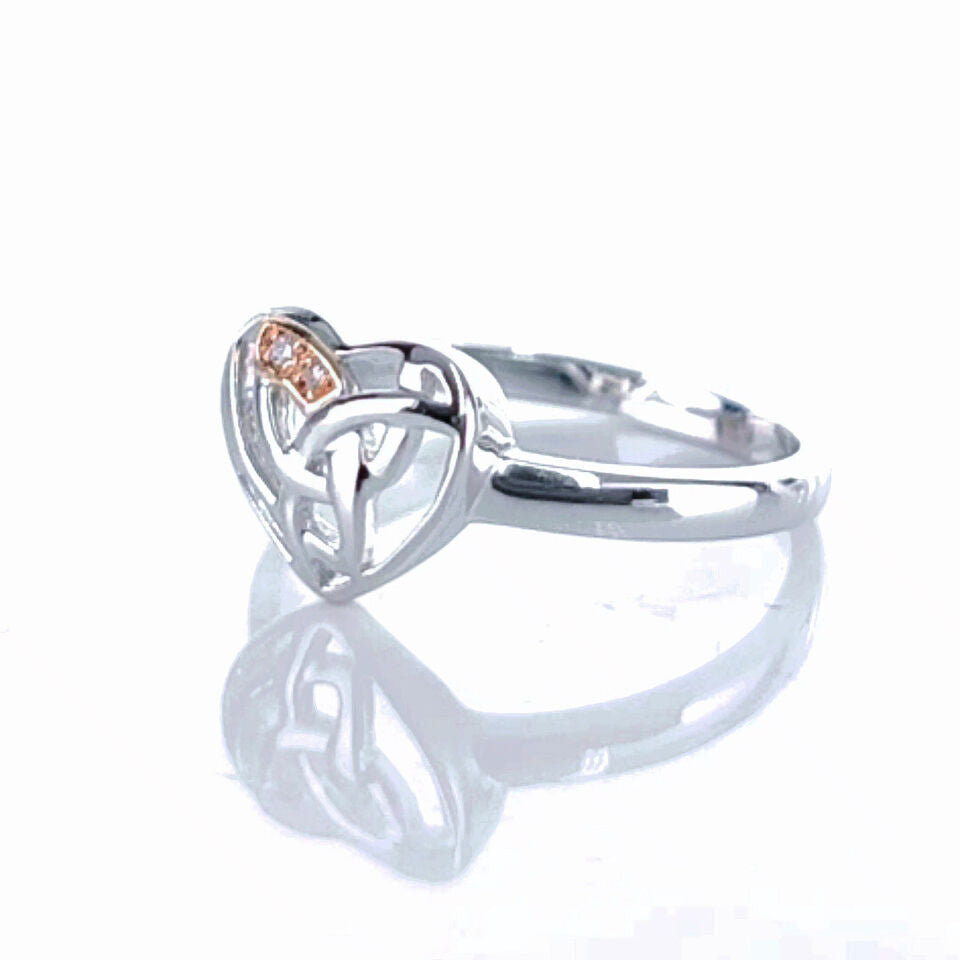 Clogau Sterling Silver & 9ct Rose Gold Eternal Love Diamond Heart Ring