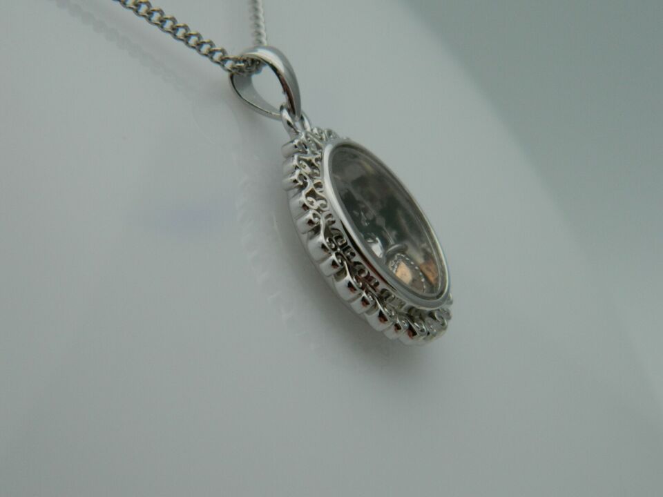 Sterling Sterling Silver & 9ct Rose Gold Looking Glass Inner Charm Pendant