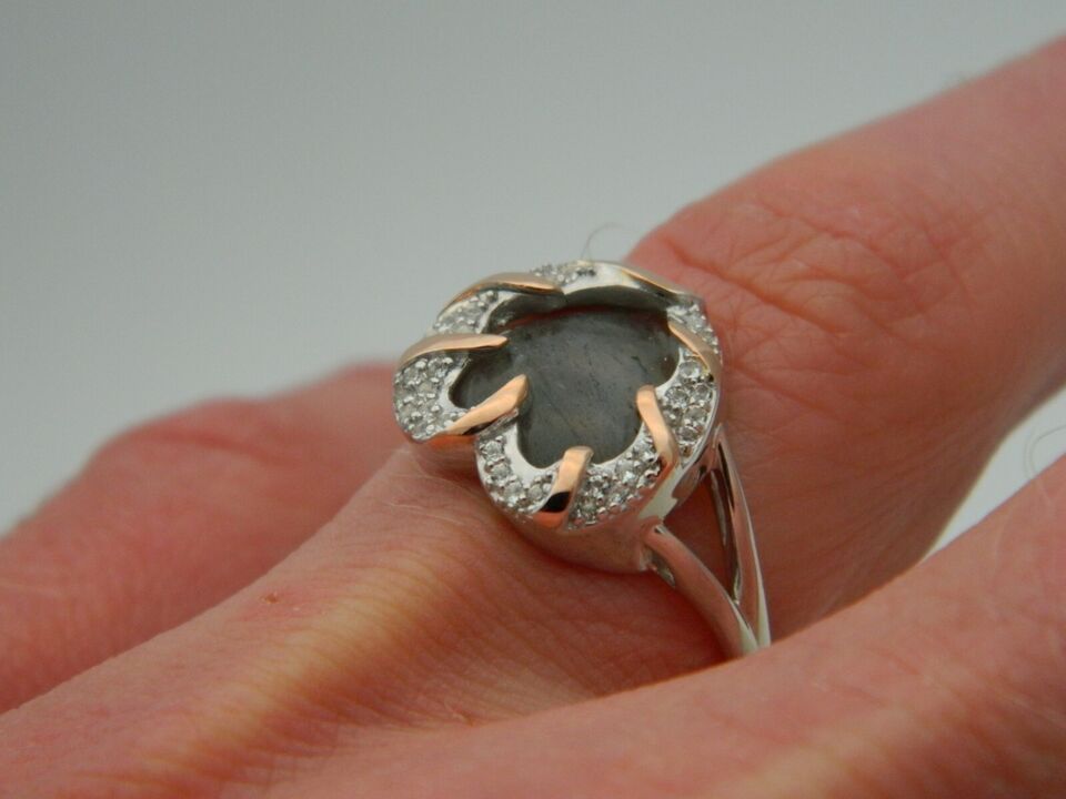 Clogau Sterling Silver & 9ct Rose Gold Dinas Emrys Labradorite & White Topaz Ring