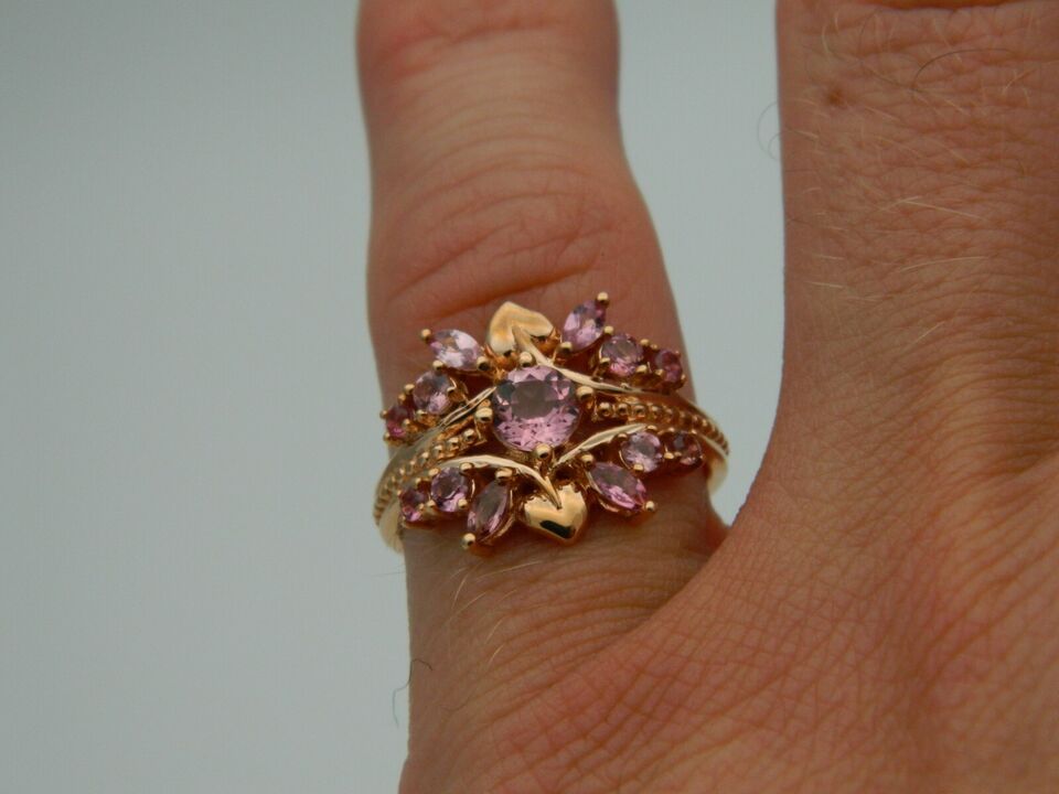 Clogau 18ct Rose Gold Tiara Pink Tourmaline Ring size P