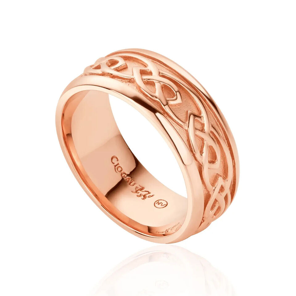 Clogau 9ct Rose Gold 8mm Annwyl Celtic Band Ring RRP £770.00 size O or P