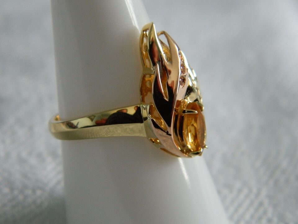 Clogau 18ct Yellow & Rose Gold Fire Bird Diamond, Citrine & Yellow Sapphire Ring size P