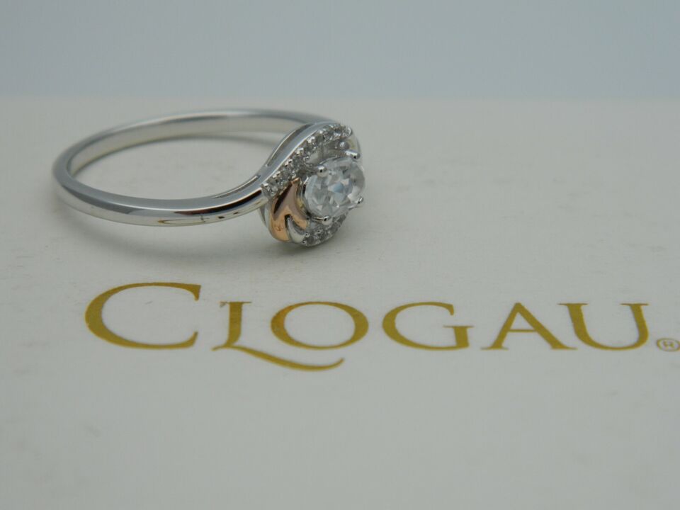 Clogau Sterling Silver & 9ct Rose Gold Tree of Life White Topaz Ring size K, L, M, N, O or P