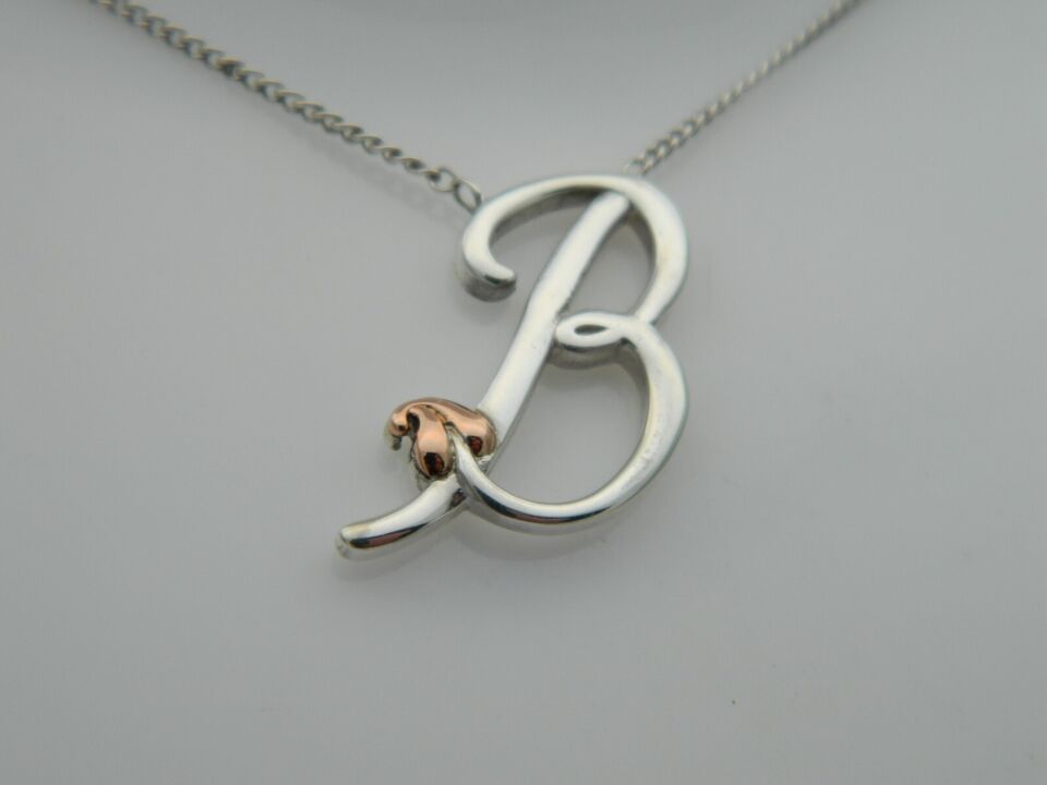 Clogau Sterling Silver & 9ct Rose Gold Tree of Life Letter B Necklace RRP £179.00