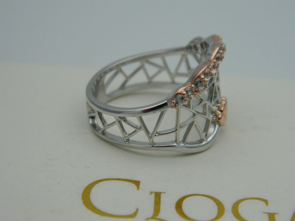 Clogau Sterling Silver & 9ct Rose Gold White Peacock Topaz Ring