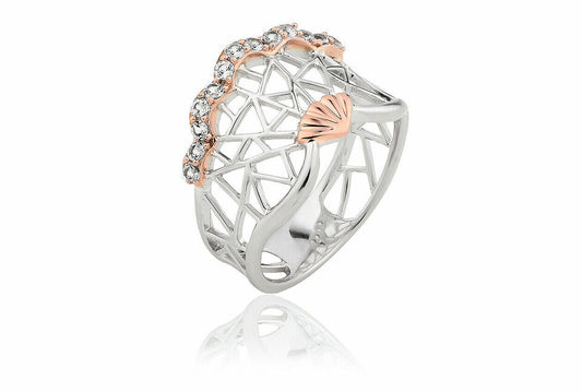 Clogau Sterling Silver & 9ct Rose Gold White Peacock Topaz Ring