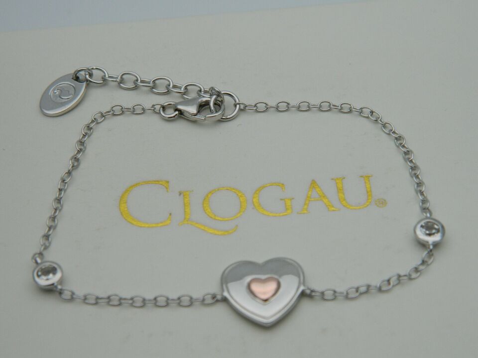 Clogau Sterling Silver & 9ct Rose Gold Cariad Heart Topaz Bracelet