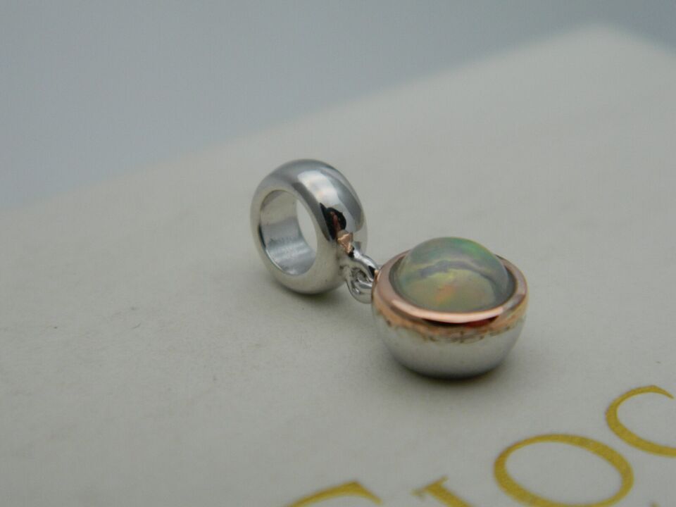 Clogau Sterling Silver 9ct Rose Gold Fire Opal (October) Birth Stone Milestones Bead Charm