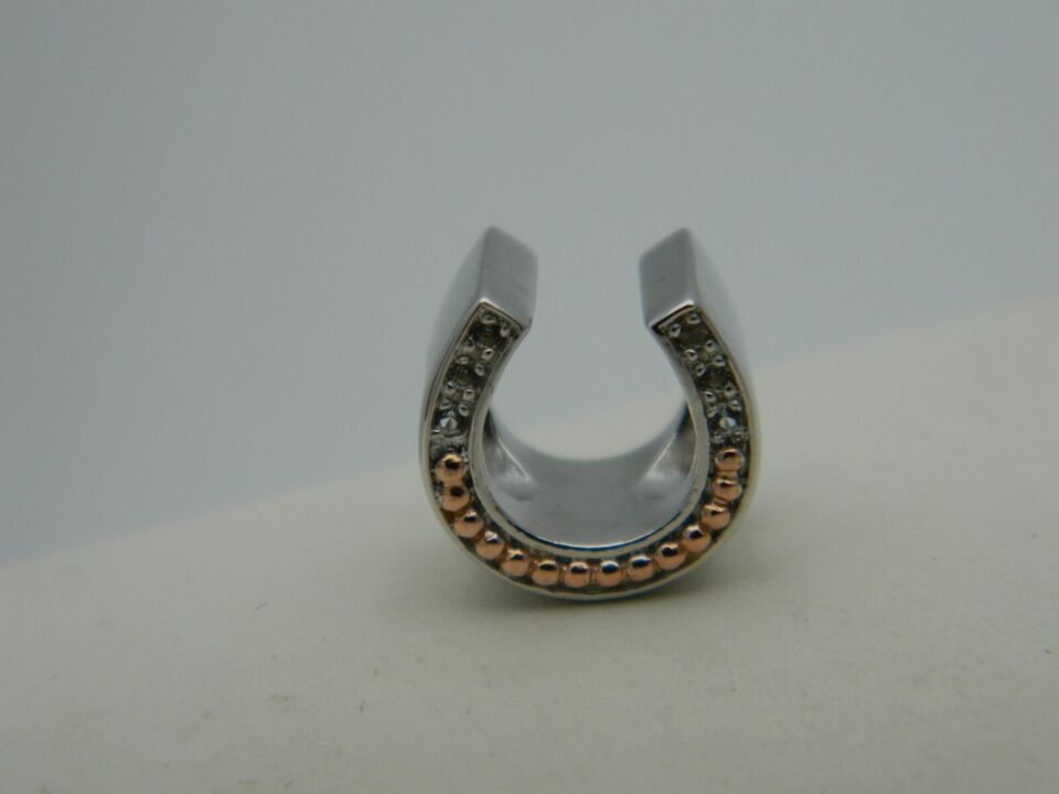 Clogau Sterling Silver & 9ct Rose Gold Horseshoe Bead Charm