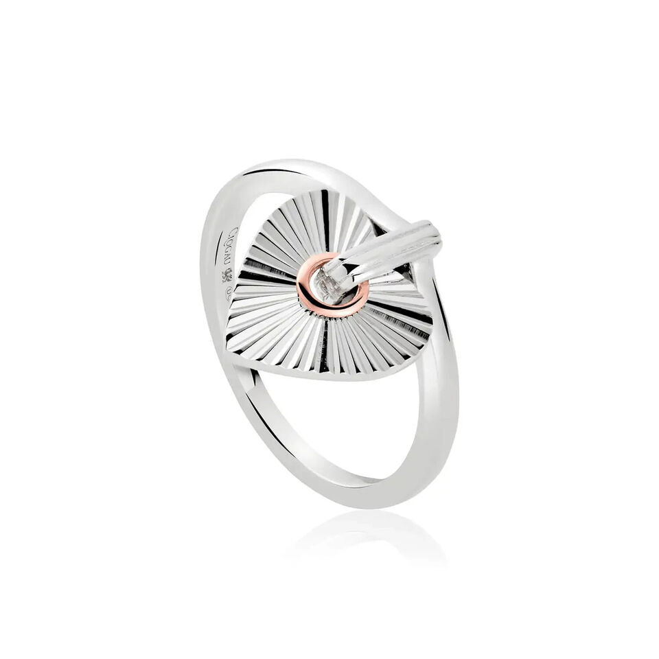 Clogau Sterling Silver & 9ct Rose Gold Cariad Horizon Heart Ring size M, O, P or Q