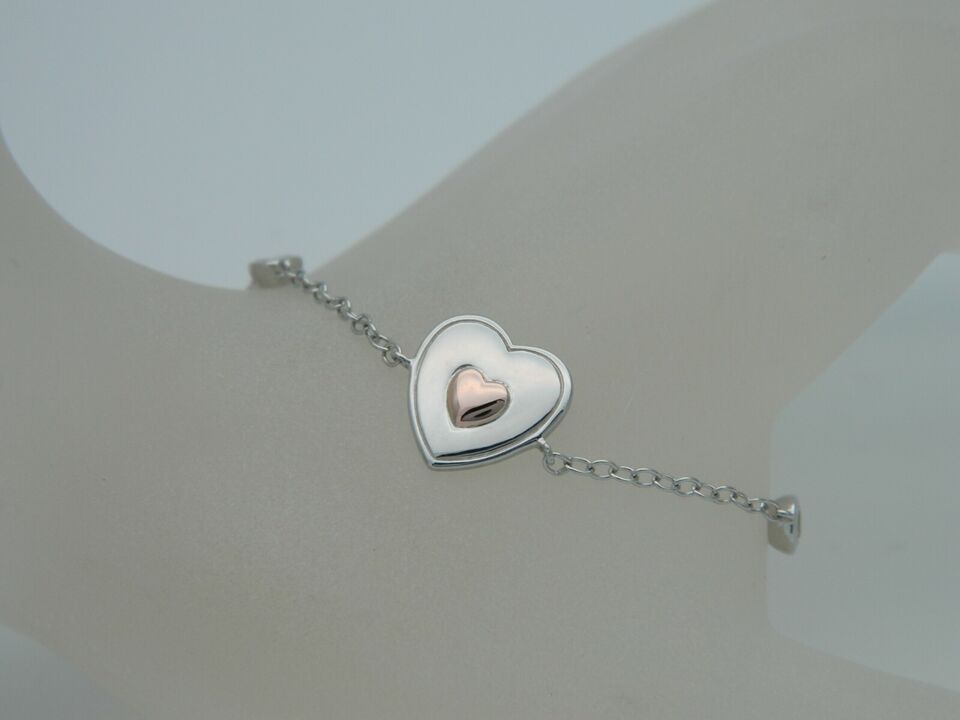 Clogau Sterling Silver & 9ct Rose Gold Cariad Heart Topaz Bracelet