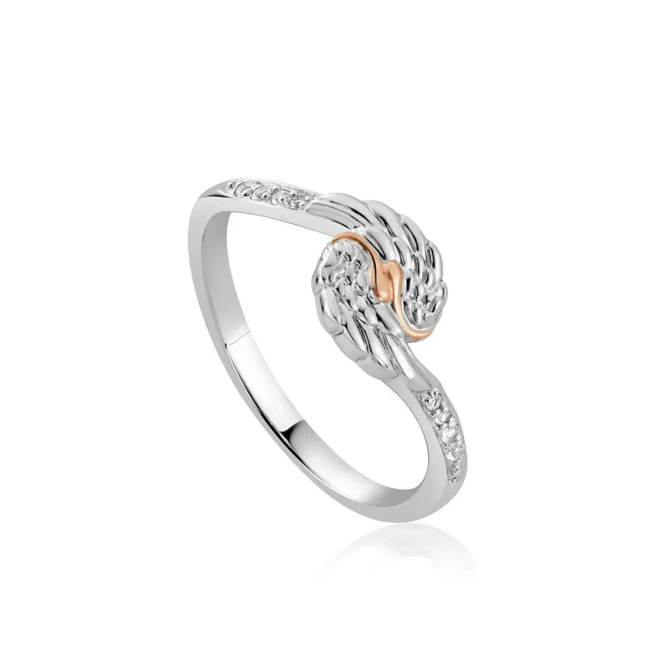 Clogau Sterling Silver & 9ct Rose Gold Seraphina Angel Wings Topaz Ring size M, N, O, P or S