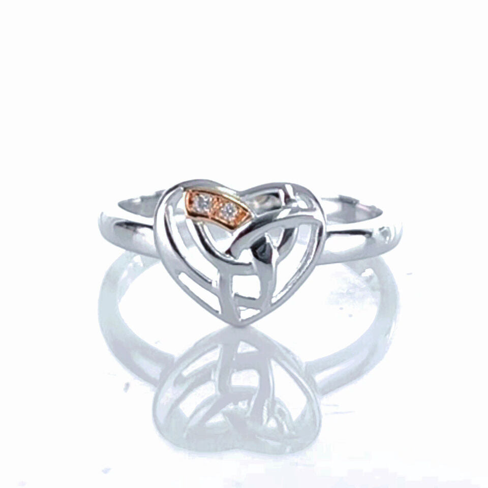 Clogau Sterling Silver & 9ct Rose Gold Eternal Love Diamond Heart Ring